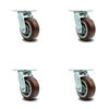 Service Caster 5 Inch Polyurethane Swivel Caster Set with Roller Bearing and Swivel Lock SCC SCC-30CS520-PPUR-BSL-4